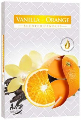 Świeca zapachowa do herbaty Wanilia-Pomarańcza 6 szt. w kartonie P15-37