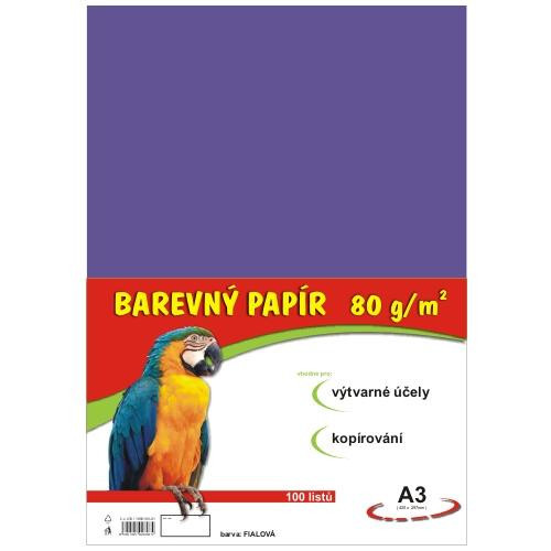 Papier kolorowy A3 100 szt. 80g fioletowy