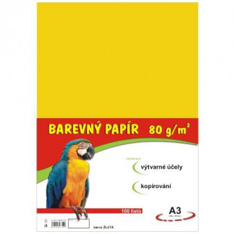 Papier kolorowy A3 100 szt 80g żółty