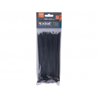 opaski kablowe czarne, 150x2,5mm, 100 szt, nylon PA66