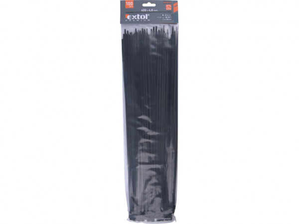 opaski kablowe czarne, 400x4,8mm, 100 szt, nylon PA66