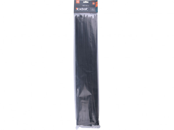 opaski kablowe czarne, 540x7,6mm, 50 szt, nylon PA66