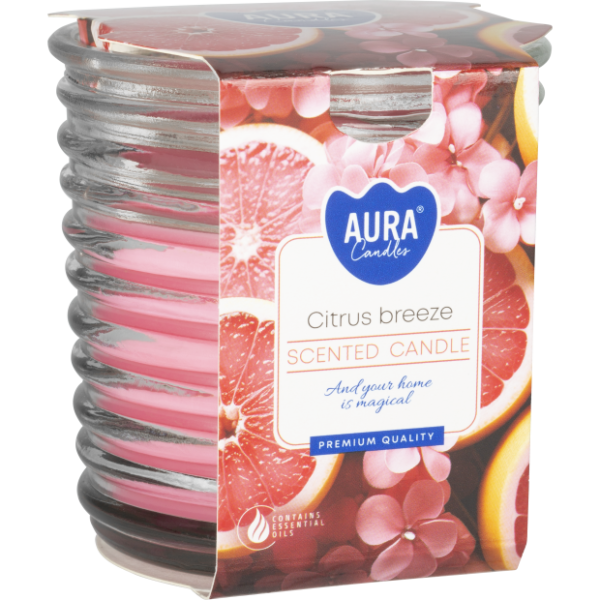 Świeca zapachowa w kieliszku żłobionym Citrus Refreshment snw80-1-454 Aura