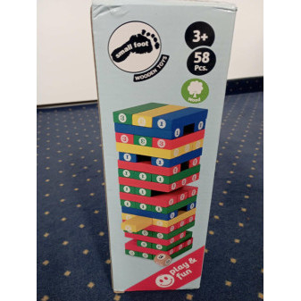 Mała Stopa Drewniana Kolorowa Gra Jenga