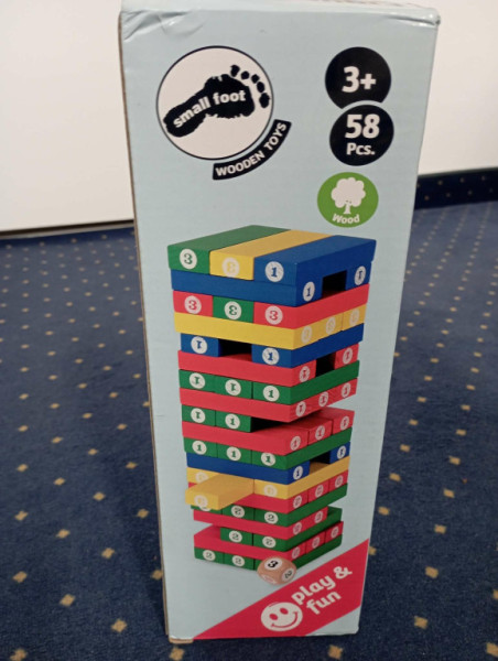 Mała Stopa Drewniana Kolorowa Gra Jenga