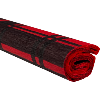 Papier krepowy - w kratkę czarny na czerwonym 0,5x2m 28 g/m2C08D58