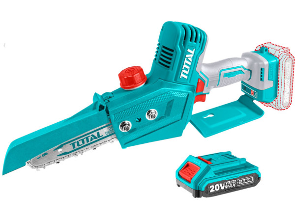 Piła łańcuchowa akumulatorowa, mini, 20 V LI-ION, bezszczotkowa, 1 akumulator, 1 ładowarka