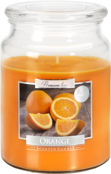 Świeca zapachowa w szklance z pokrywką Pomarańczowy, 500g 100 godzin, snd99-63