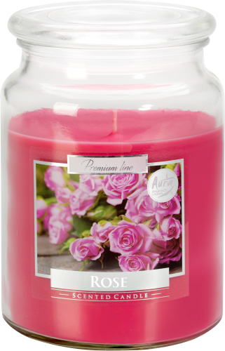 Świeca zapachowa w szklance z przykrywką Rose, 500g 100 godzin, SND 99-78