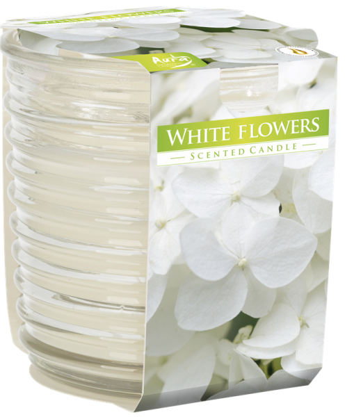Świeca zapachowa karbowana szklana Białe kwiaty snw80-1-179