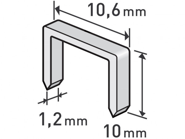 klipsy, opak. 1000 szt., 10mm, 10,6x0,52x1,2mm