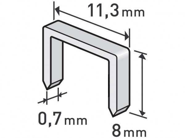 klipsy, opak. 1000 szt, 8mm, 11,3x0,52x0,70mm