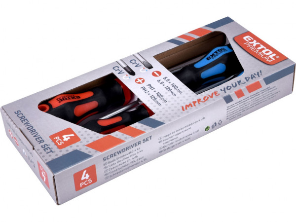 wkrętaki, komplet 4 szt., 2x(-), 2x(PH), CrV