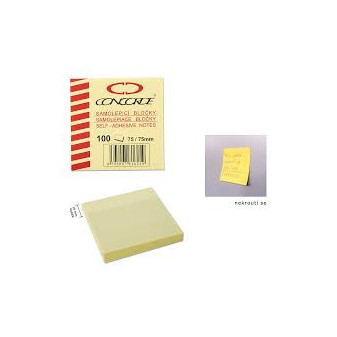 CONCORDE Blok karteczek samoprzylepnych żółty, 75x75mm, 100 kartek, A1002