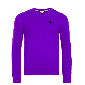 US Polo Assn Sweter z dekoltem w serek fioletowy