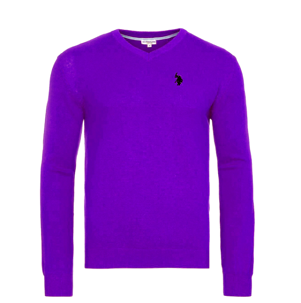 US Polo Assn Sweter z dekoltem w serek fioletowy