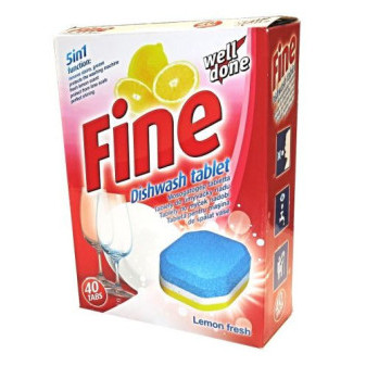 Welldone Fine 5 w 1 Lemon Fresh, tabletki do zmywarki, 40 szt